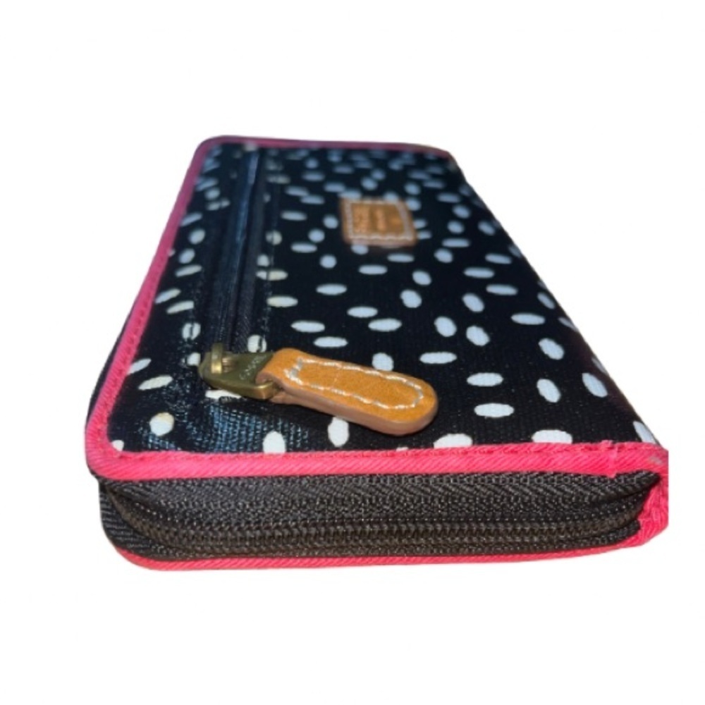 NWOT Fossil Black Mini Dot Key Per Zip Around Long Wallet - Picture 6 of 12